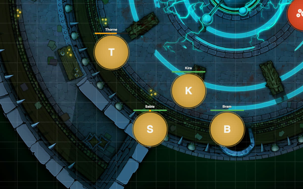 Tokens with live HP bars